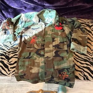 Camouflage Jacket with Red Detail